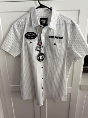 Chicago Bears White Pinstripe Short-Sleeve Shirt by Darius Rucker